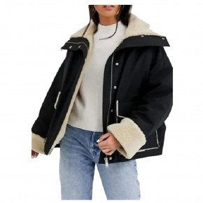 Emma Roberts Holidate Sloane Black Shearling Fur Jacket